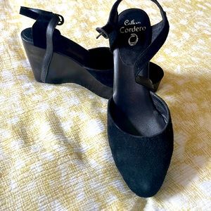 CALLEEN CORDERO- designer platform/wedge Black suede, NEW. 9 M. $225